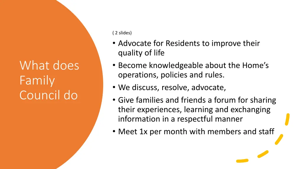 2 slides advocate for residents to improve their