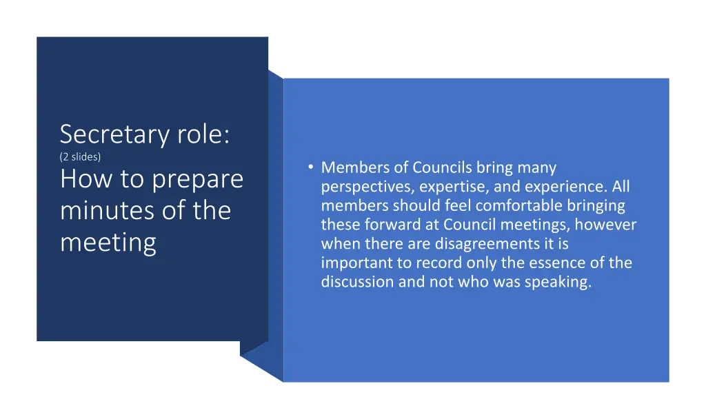 secretary role 2 slides how to prepare minutes
