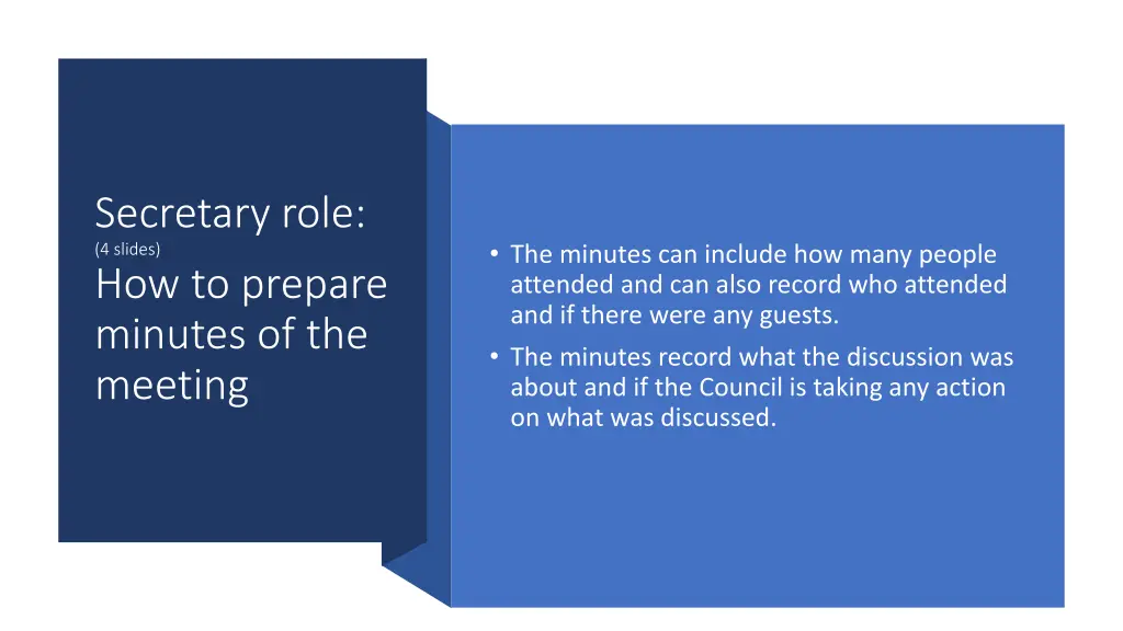 secretary role 4 slides how to prepare minutes