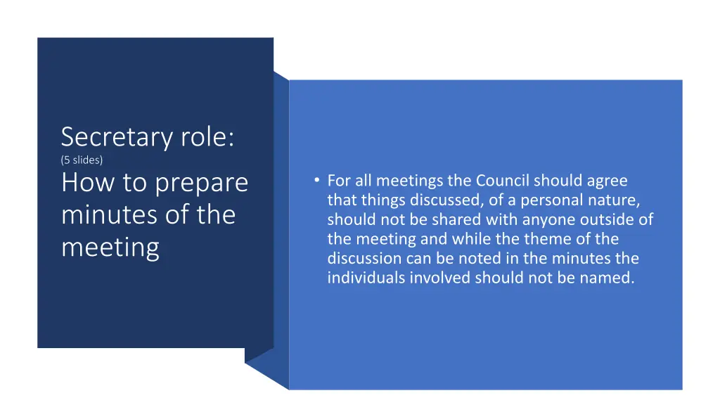 secretary role 5 slides how to prepare minutes