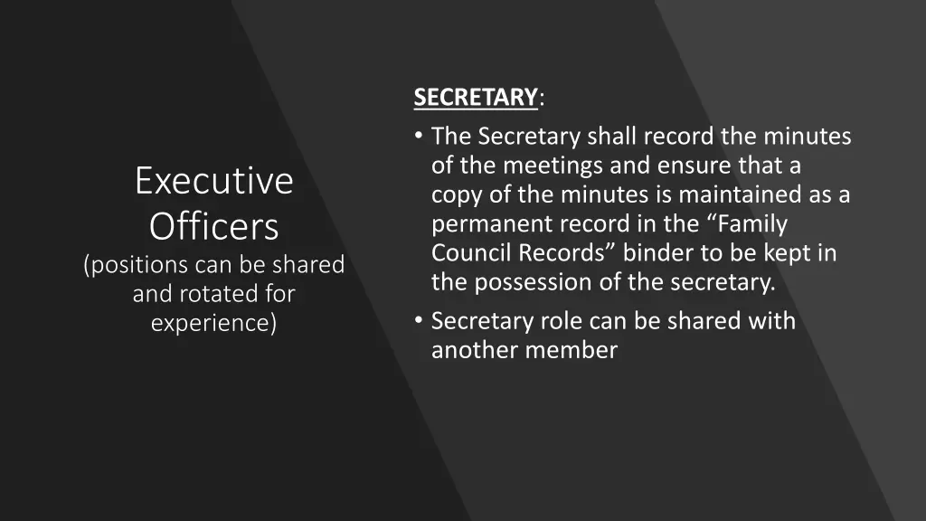 secretary the secretary shall record the minutes