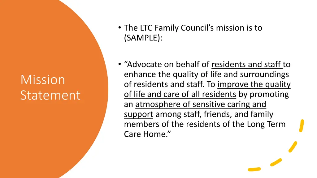 the ltc family council s mission is to sample