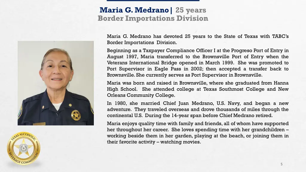 maria g medrano 25 years border importations