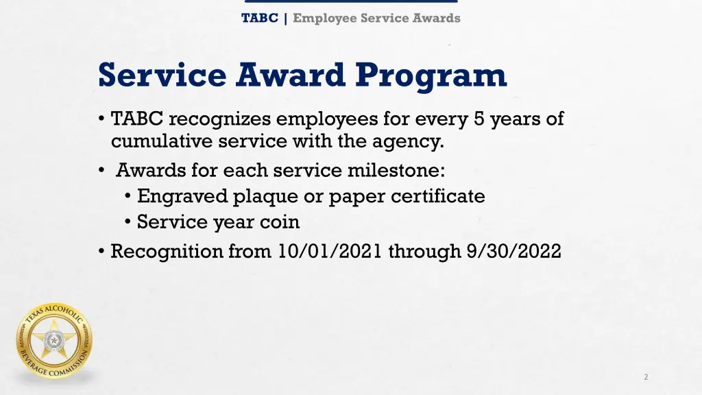 tabc employee service awards