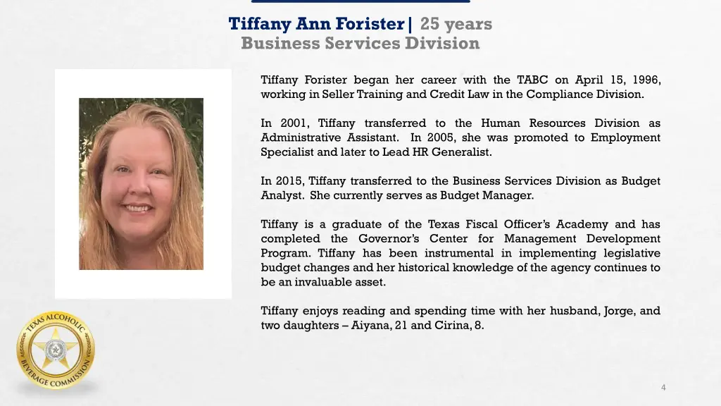 tiffany ann forister 25 years business services