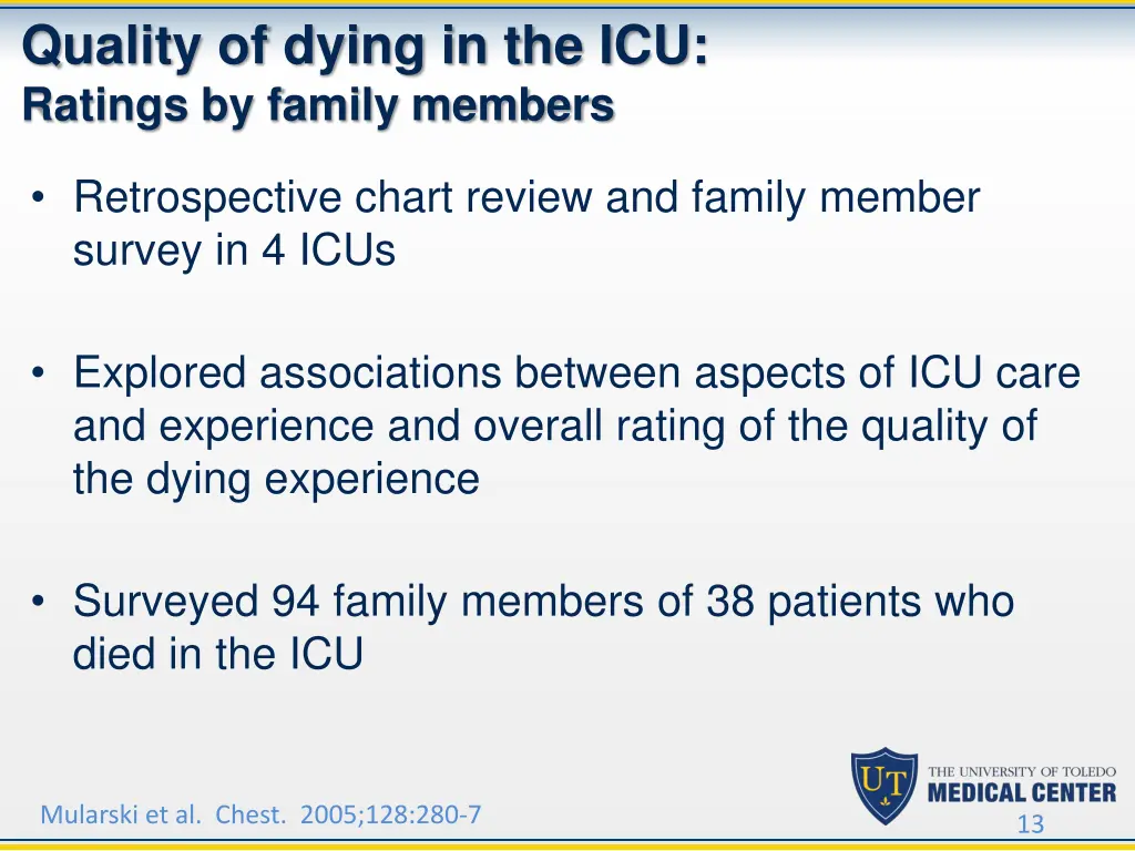 quality of dying in the icu ratings by family