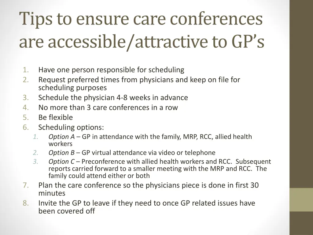 tips to ensure care conferences are accessible