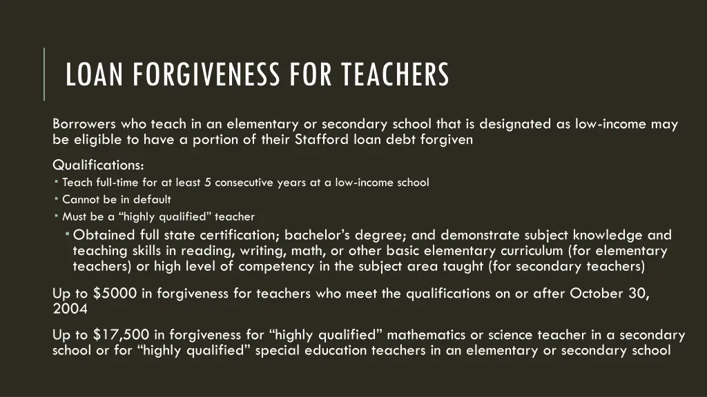loan forgiveness for teachers