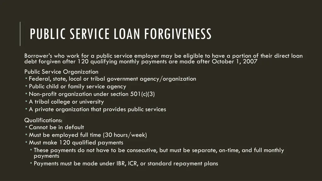public service loan forgiveness