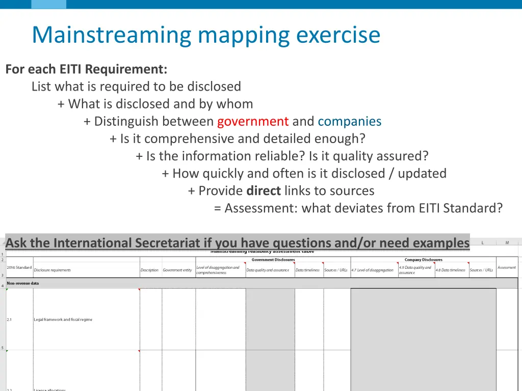 mainstreaming mapping exercise 11