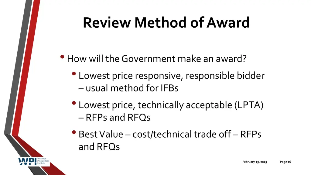 review method of award