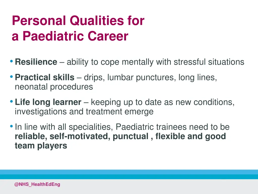 personal qualities for a paediatric career 1
