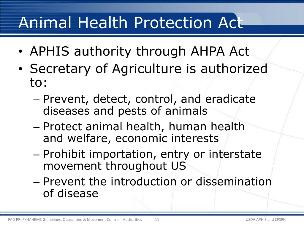 animal health protection act