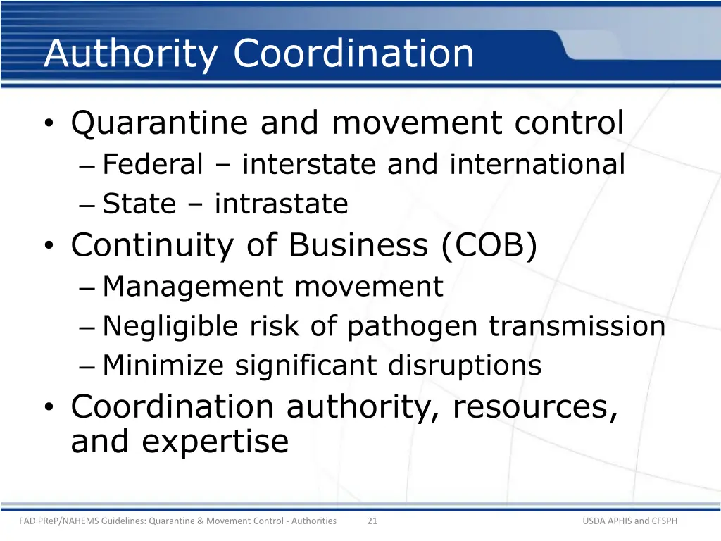 authority coordination