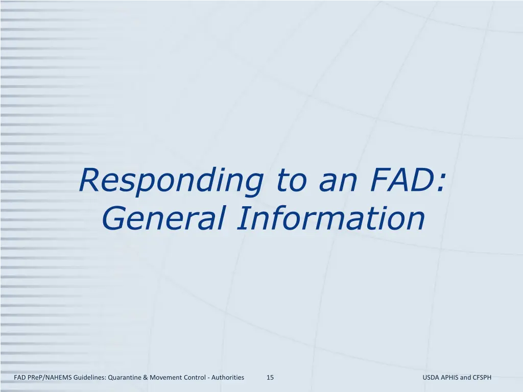 responding to an fad general information
