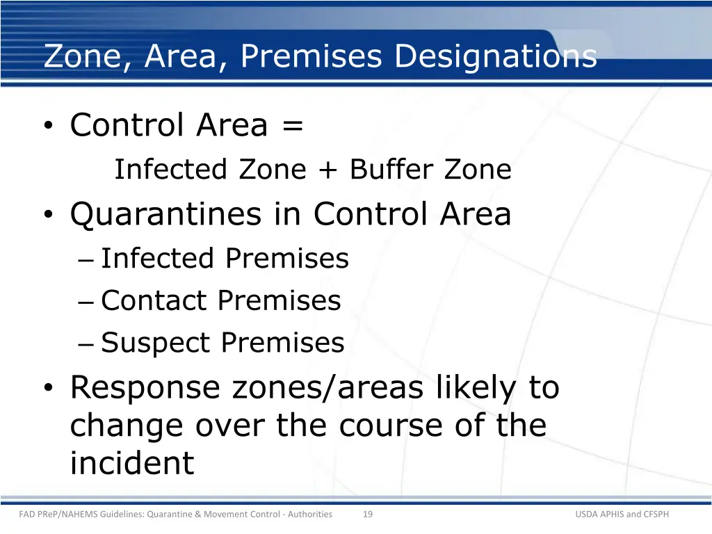 zone area premises designations