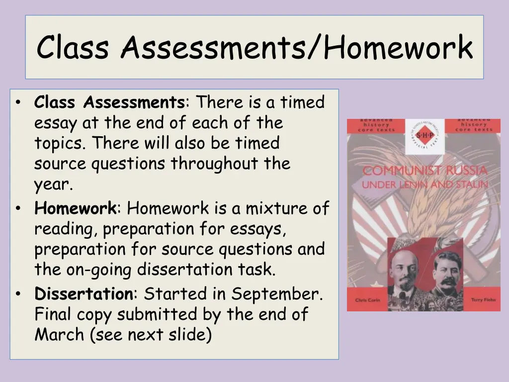 class assessments homework