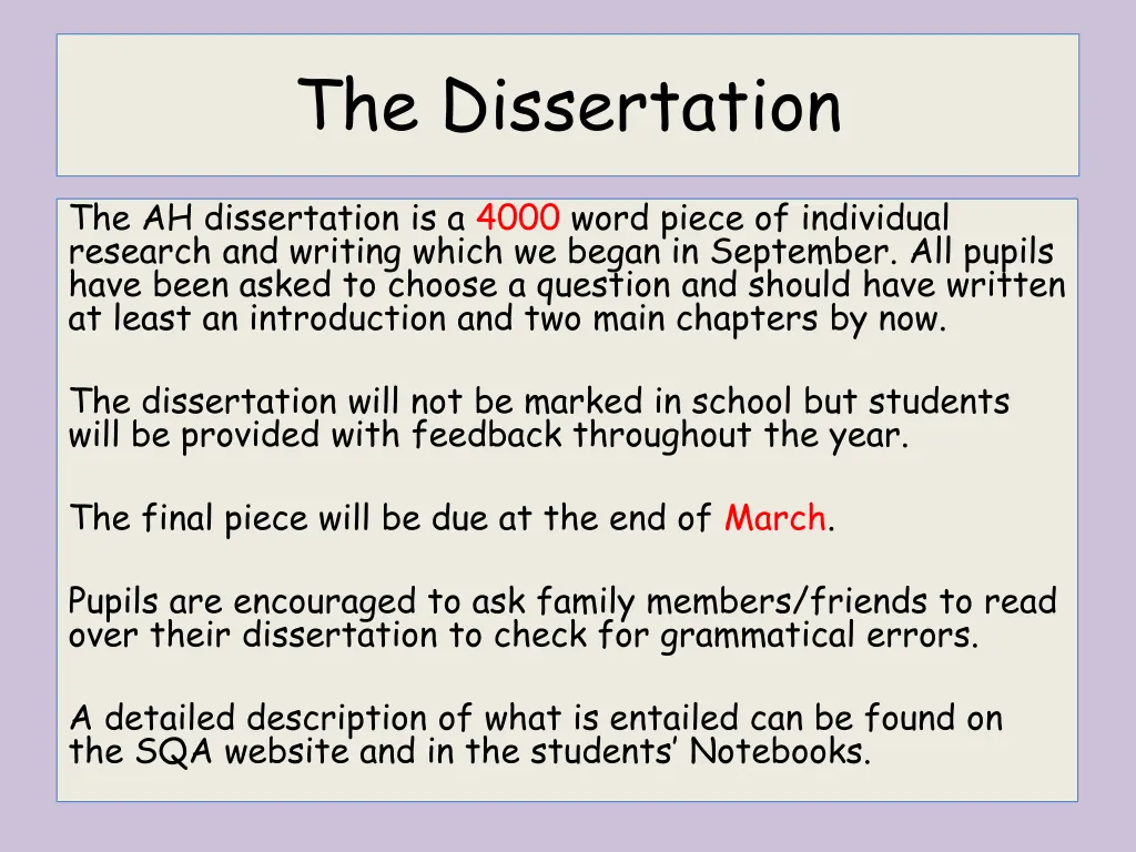 the dissertation