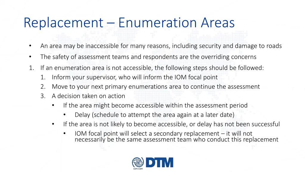 replacement enumeration areas