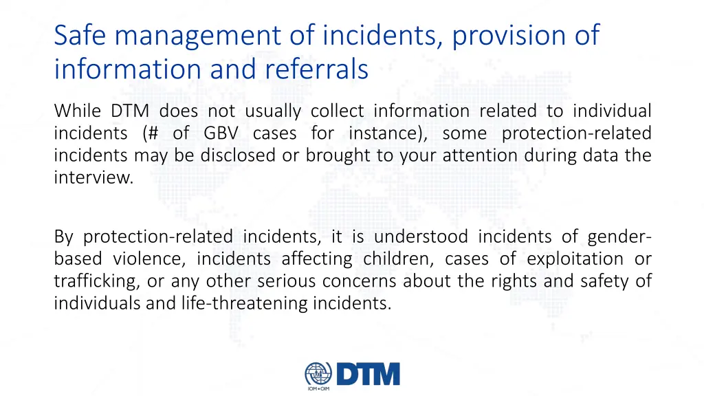 safe management of incidents provision