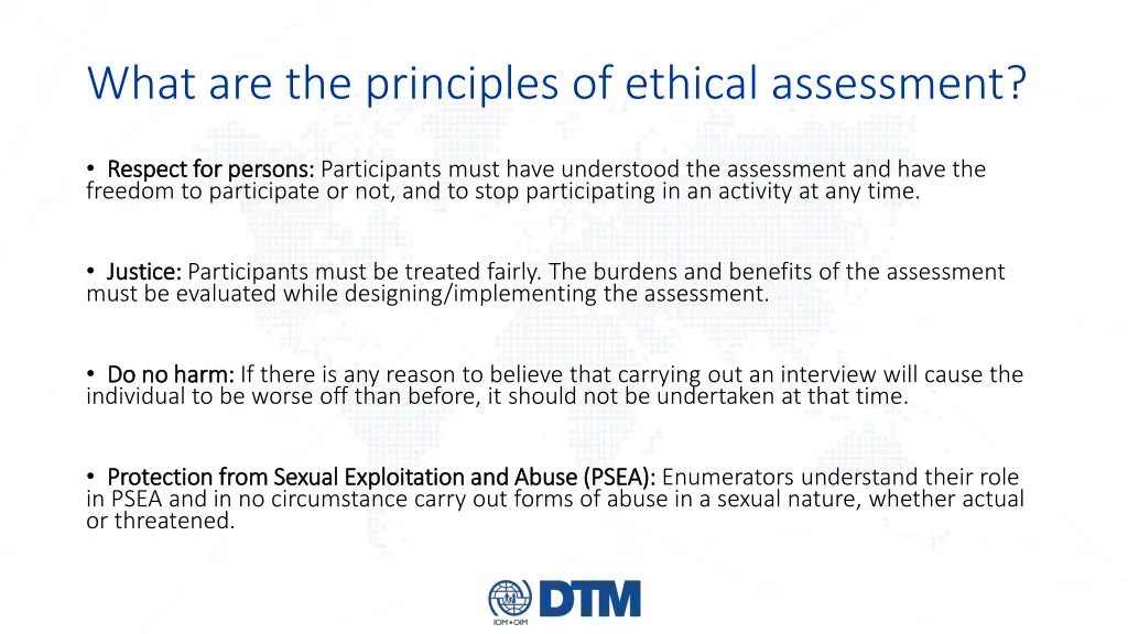 what are the principles of ethical assessment