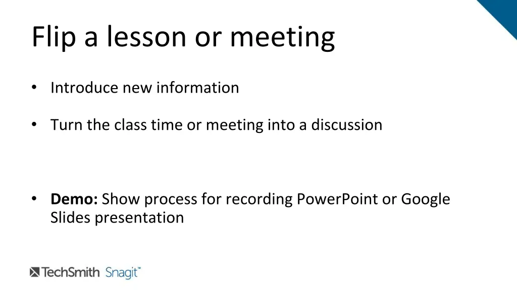 flip a lesson or meeting