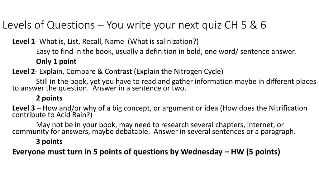 levels of questions you write your next quiz