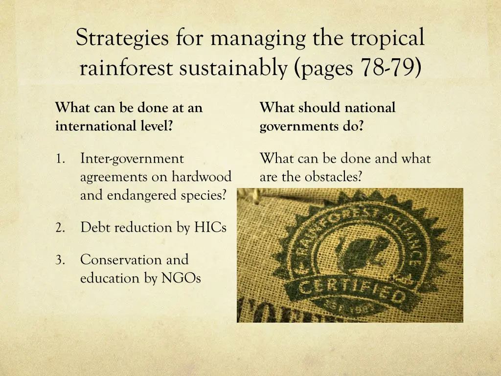 strategies for managing the tropical rainforest 1