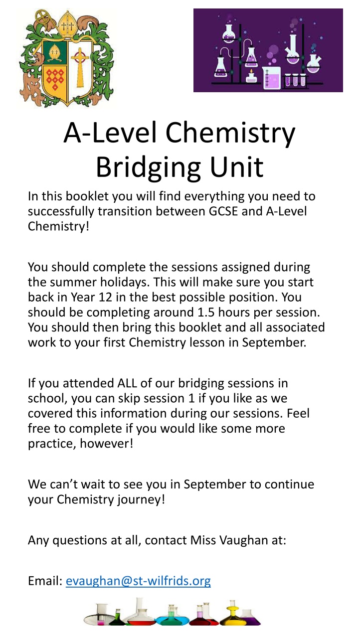 a level chemistry bridging unit in this booklet