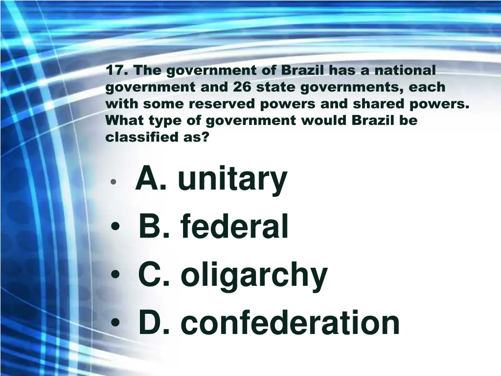 17 the government of brazil has a national