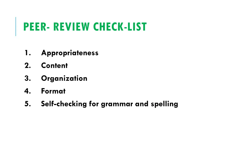 peer review check list