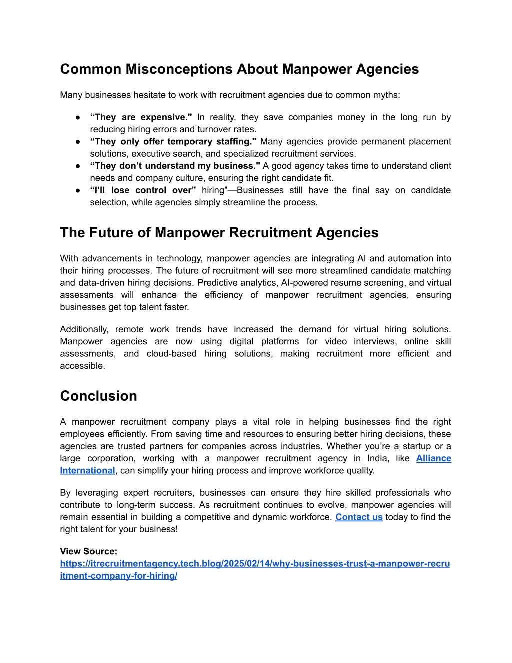 common misconceptions about manpower agencies
