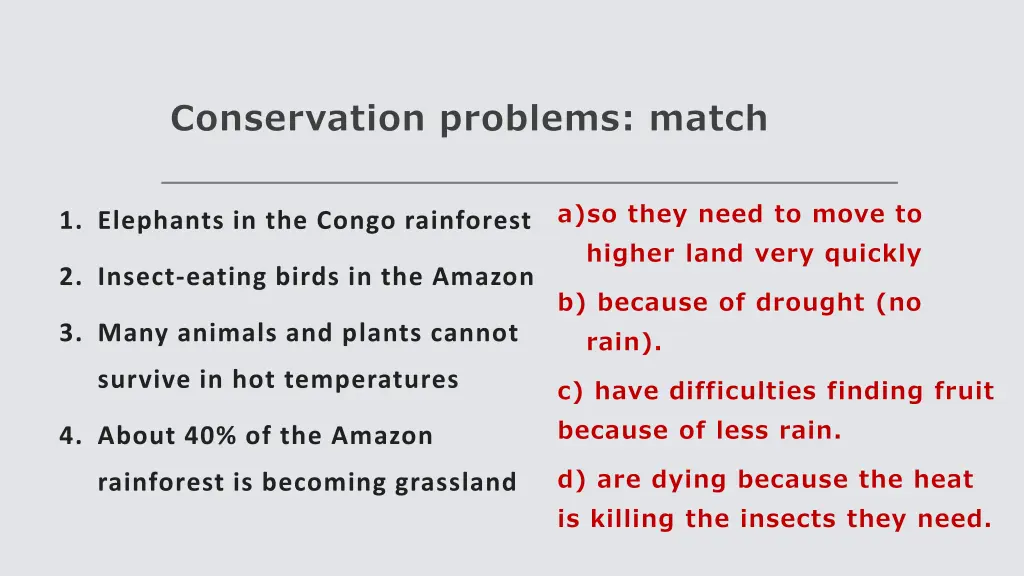 conservation problems match