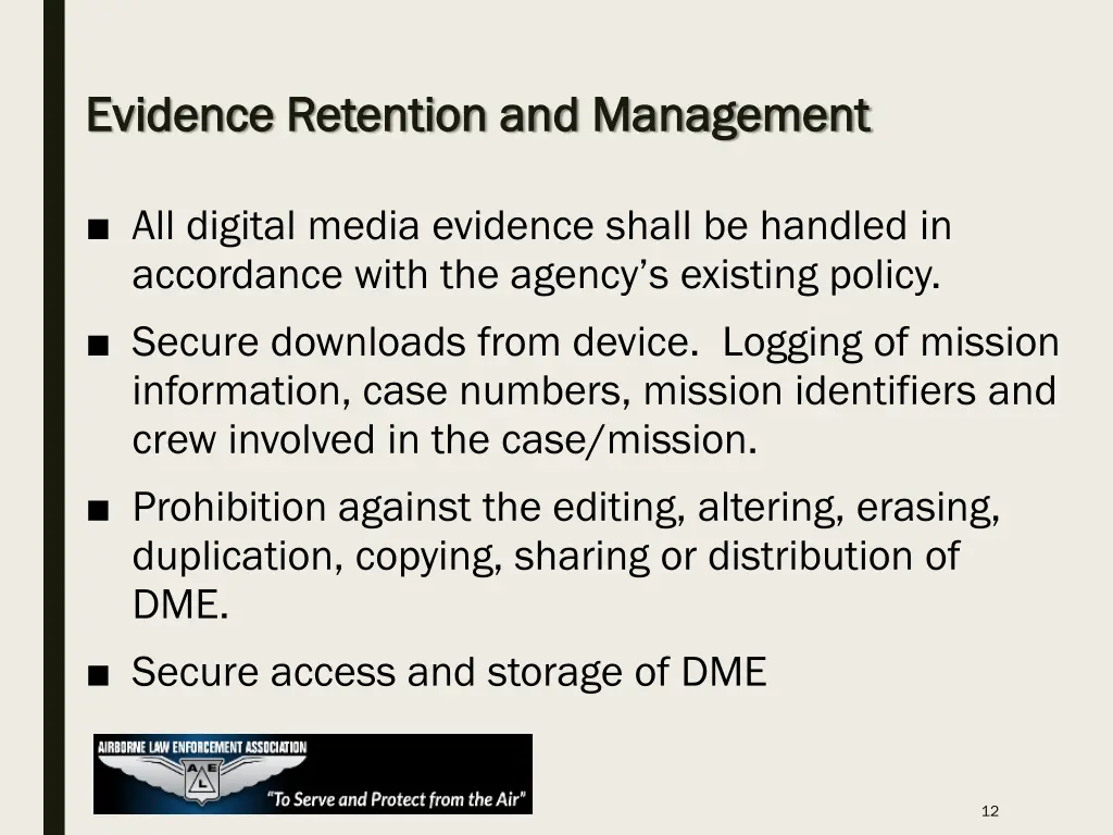 evidence retention and management evidence