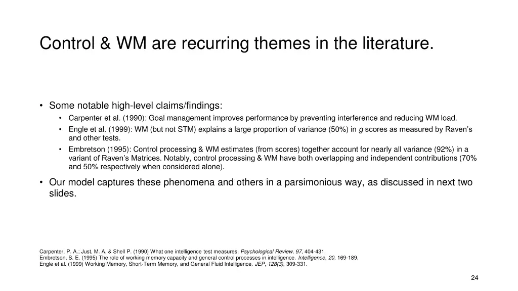 control wm are recurring themes in the literature