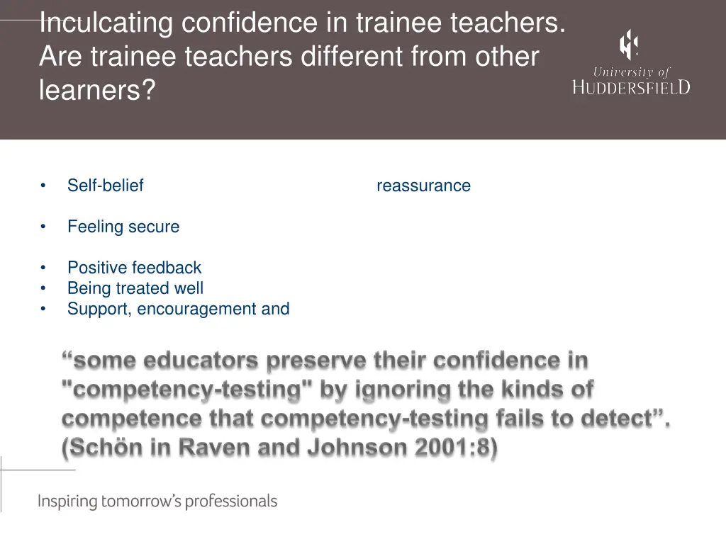 inculcating confidence in trainee teachers