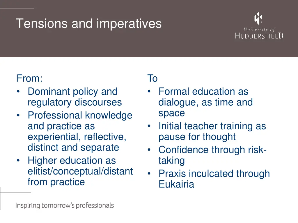 tensions and imperatives