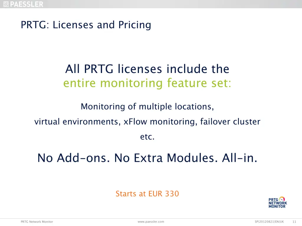 prtg licenses and pricing