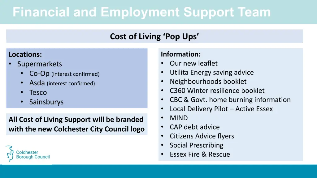 financial and employment support team 6