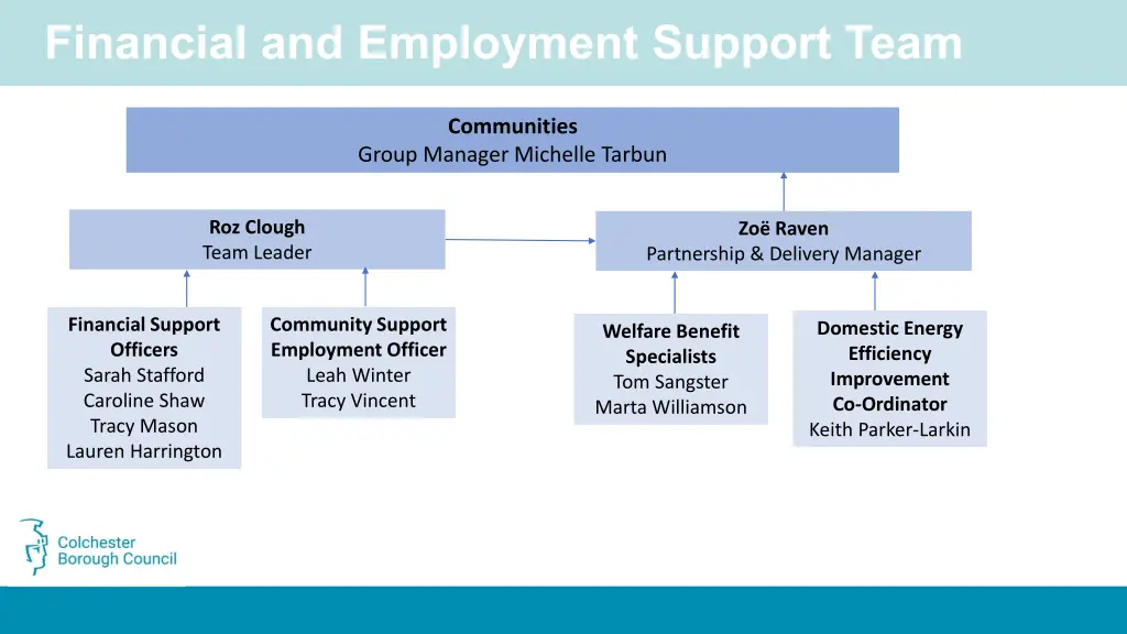 financial and employment support team