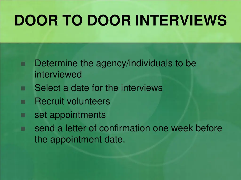 door to door interviews