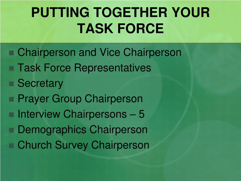 putting together your task force