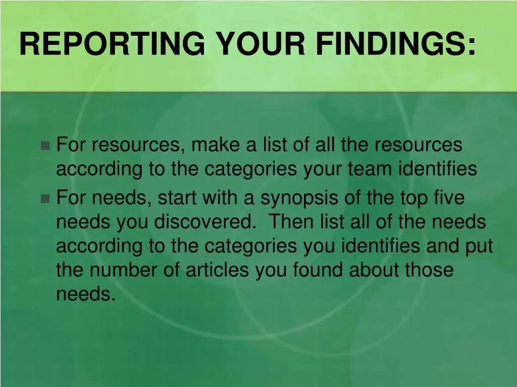 reporting your findings