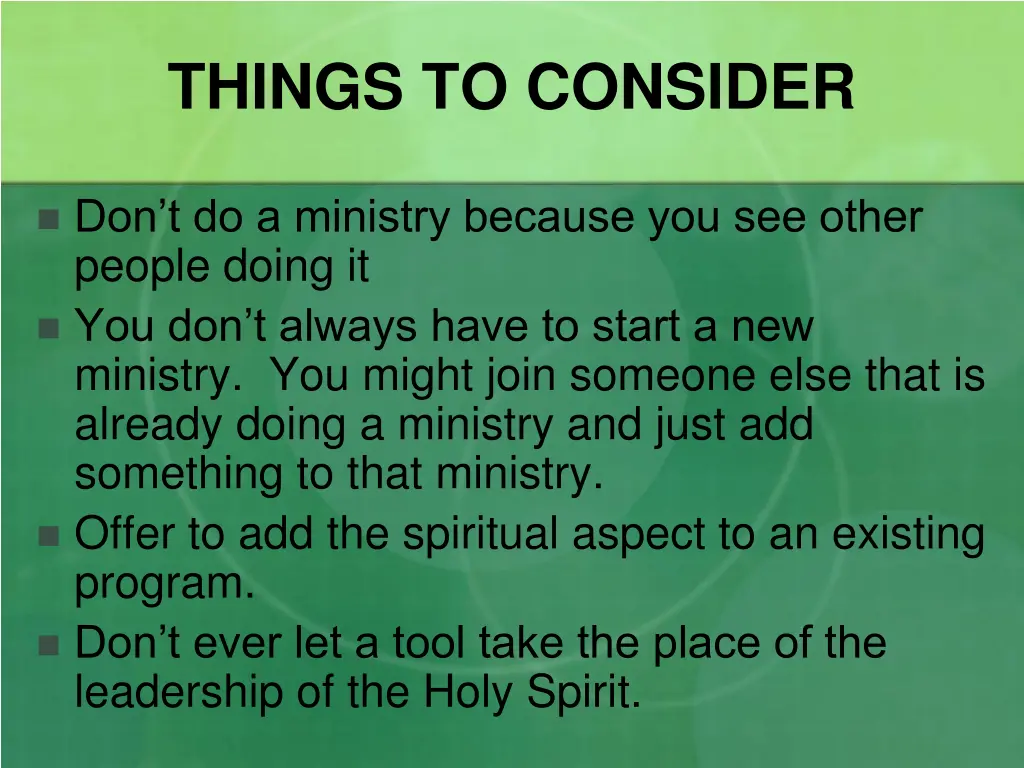 things to consider