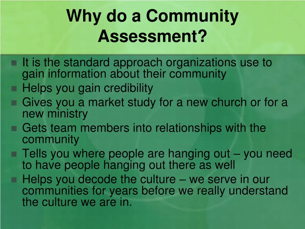 why do a community assessment