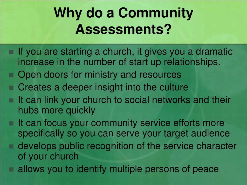 why do a community assessments