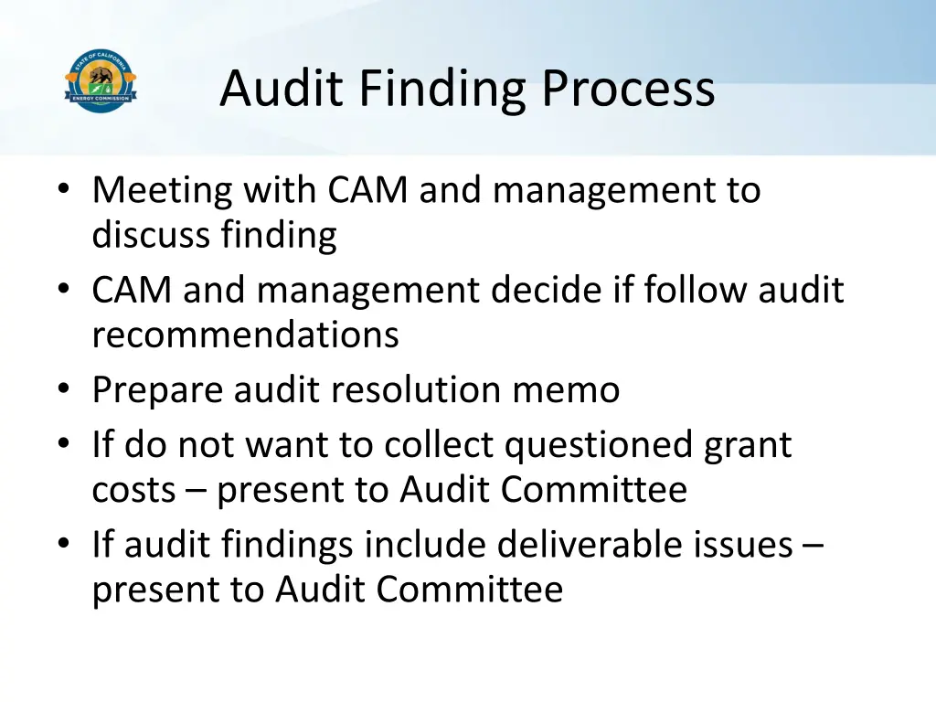 audit finding process