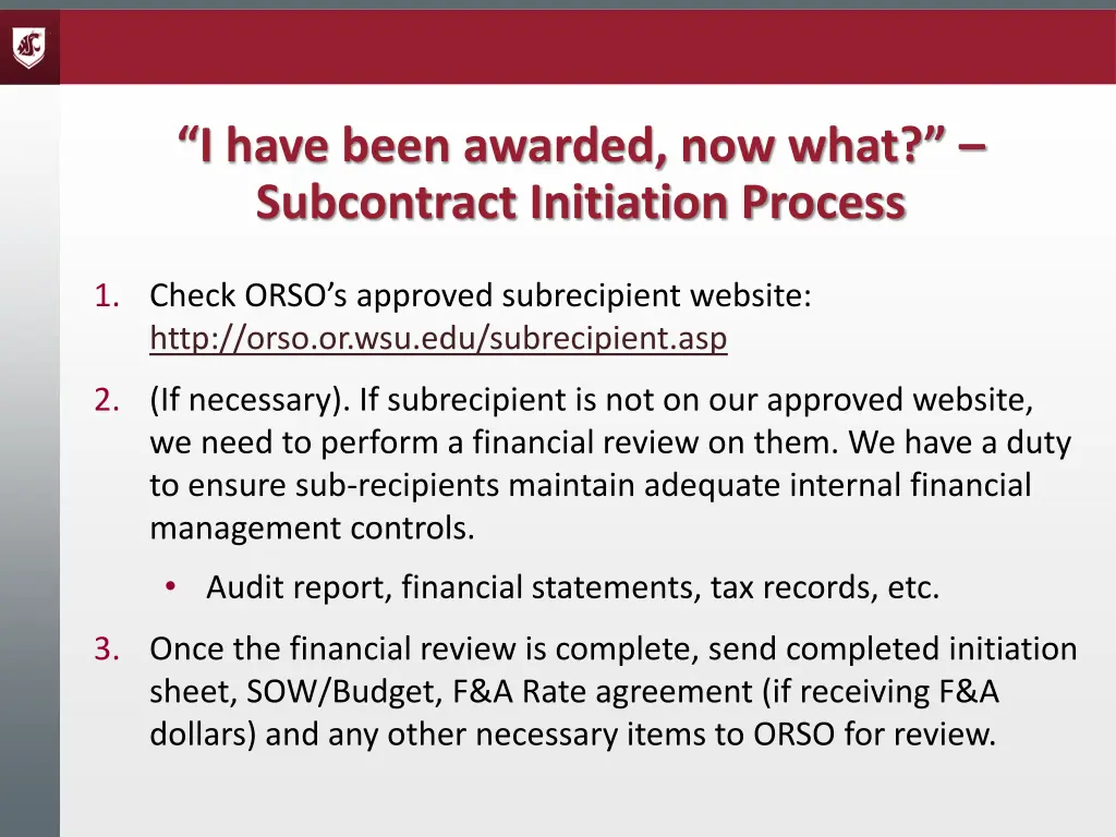 i have been awarded now what subcontract