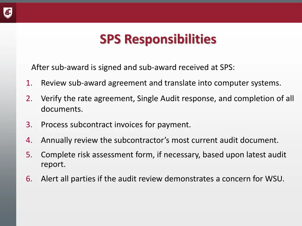 sps responsibilities