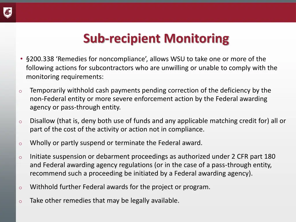sub recipient monitoring 1